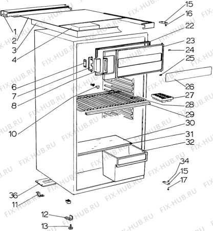 Взрыв-схема холодильника Electrolux ER1871C - Схема узла C10 Cabinet/Interior